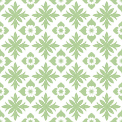 Seamless pattern with green abstract floral design.
