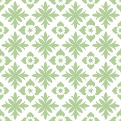 Seamless pattern with green abstract floral design.