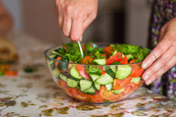 chef preparing salad