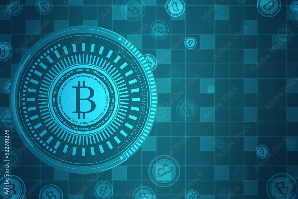 Aufkleber global abstract bitcoin crypto currency blockchain technology world map background illustration