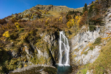 cascada del Saut deth Pish, valle de Varradós, Aran, Lerida, cordillera de los Pirineos, Spain, europe