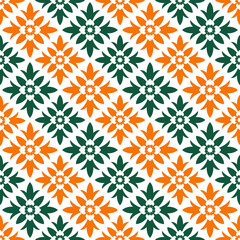 Materiał do szycia Orange and green abstract seamless pattern.