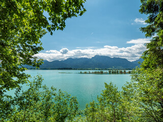 A view to the Allgäu Bavarian lake called Forggensee