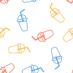 Seamless pattern with colorful outline drink.