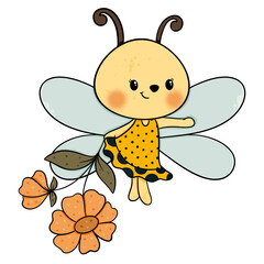 Cute bee cartoon design character 