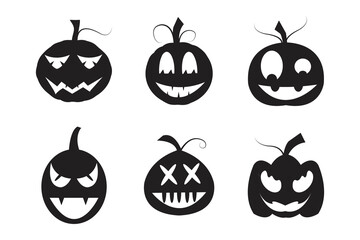 Halloween celebration with cute to scary pumpkin silhouettes