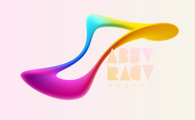 Liquid 3D geometric shapes. Colorful spiral line. Abstract vector design element