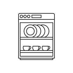 dishes washer icon in line style icon, isolated on white background