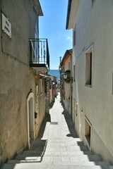 A narrow street in Pietraroja, a medieval village in the province of Benevento in Campania, Italy.