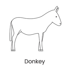 Donkey vector line icon, illustration of a farm animal.