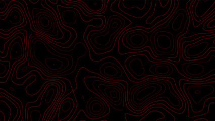 Topographic map. Abstract background with lines and circles. Red mountain contour lines. Topographic terrain. Red blue background with space grid Topographic background.