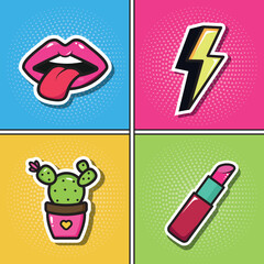 pop art pattern wallpaper background lips flash lipstick cactus
