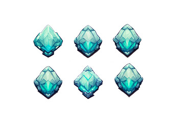 Set of stones, diamonds, illustration, gamedev, game art