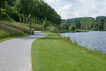 Fototapeta na wymiar Part of the circular route around the first basin of the Sorpe Water Reservoir, Sauerland, North Rhine-Westphalia, Germany