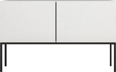 White cabinet with black steel legs