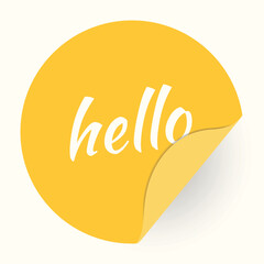 Vector circle sticker with curled corner and hello text inside © cac_tus