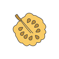 Custard apple  fruit icon in color, isolated on white background 