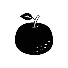 Tangerine fruit icon in black flat glyph, filled style isolated on white background