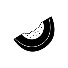 Melon fruit icon in black flat glyph, filled style isolated on white background