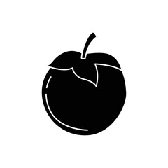 Khaki fruit icon in black flat glyph, filled style isolated on white background