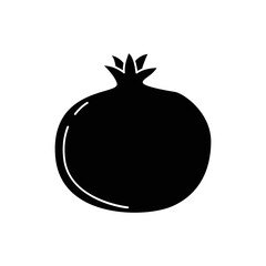 Pomegranate fruit icon in black flat glyph, filled style isolated on white background