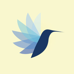 logo in the form of hummingbirds of blue shades