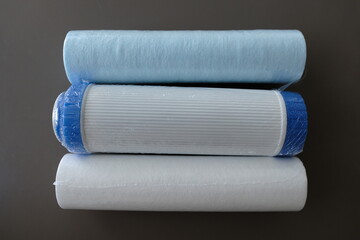 cartridges for water filter isolated on grey