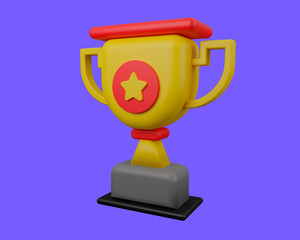 Trophy 3d render, sports icon.

