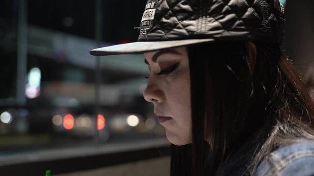Close up of a pretty lady with a hat