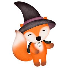 Cute fox halloween cartoon character