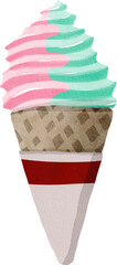  watercolor ice cream in waffle cone