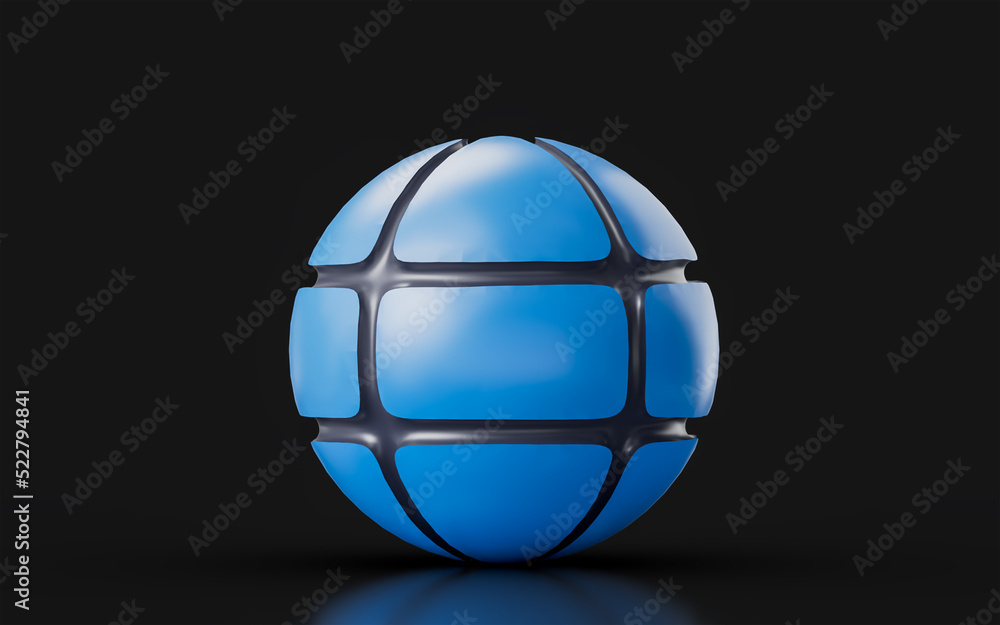 Aufkleber globe sign on dark background 3d render concept for world grid earth internet access