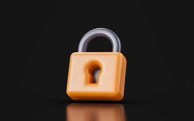 lock sing on dark background 3d render concept for protection safeguard security 