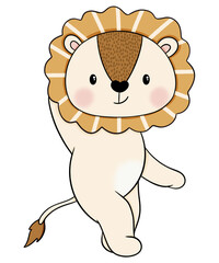 Cute lion cartoon design character 