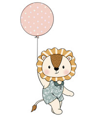 Cute lion cartoon design character 