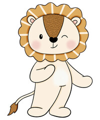 Cute lion cartoon design character 
