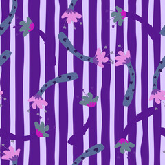 Strange shapes flower seamless pattern. Tropical plants endless wallpaper. Contemporary botanical floral ornament.