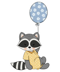 Cute raccoon cartoon design character 