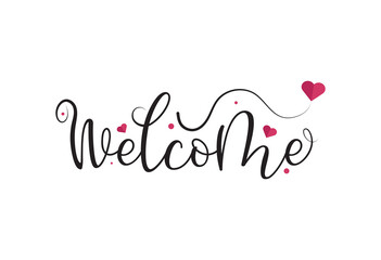 Welcome typography with heart paper