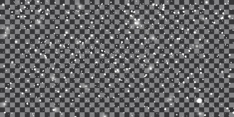 Seamless realistic falling snow or snowflakes. Isolated on transparent background - stock vector.