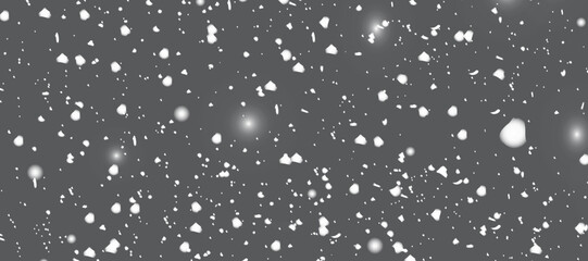 Falling snow on a black background. Vector illustration