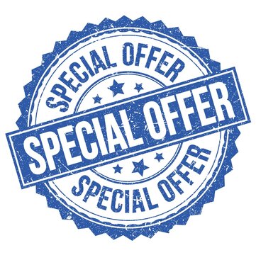 SPECIAL OFFER text on blue round stamp sign