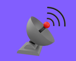 3d rendering of television antenna, signal icon.
