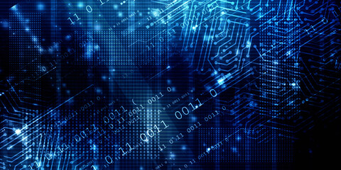 2d illustration abstract digital binary data on computer screen