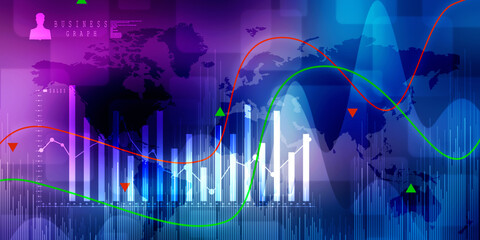 2d rendering Stock market online business concept. business Graph 