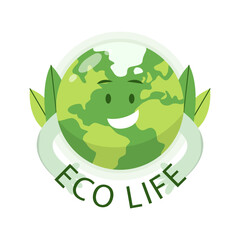Ecological life. Save the planet from plastic. Vector graphics