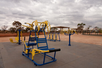A newly constructed fitness park with varies machines in Burle Marx Park in the Northwest section of Brasilia, known as Noroeste