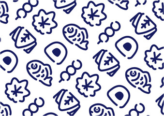 Japanese desserts and sweets pattern background for graphic design.A-size horizontal.
