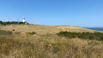 Landscape with a view of the Yenikalsky lighthouse. Kerch, Crimea