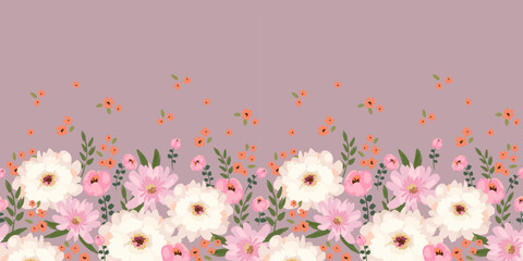 Floral seamless border. Vector design for paper, cover, fabric, interior decor and other